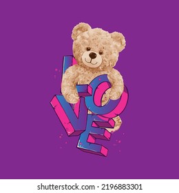 Teddy and slogan. Fashion Bear print.
Love teddy
