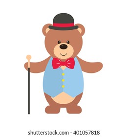 teddy with a stick and a hat