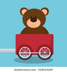 teddy in train wagon
