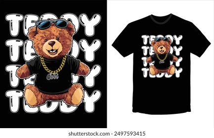 Teddy typography t shart dusing.