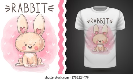 Teddy watercolor rabbit - idea for print t-shirt