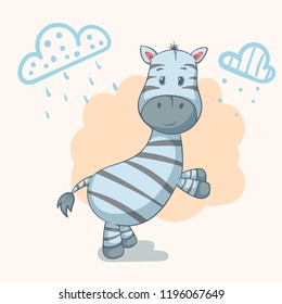 Teddy zebra - cute animal characters. Idea for print t-shirt. Vector eps 10.