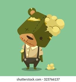 Teddy zombie vector art and illustration.