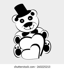 teddy-bear black and white   