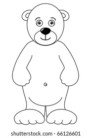 Teddy-bear, children's toy bear, stands, affably smiling. Contours