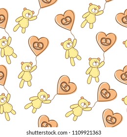 Teddybears And Balloons Seamless Pattern