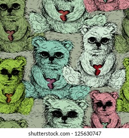 Teddy's pattern / Illustration of cute little bears