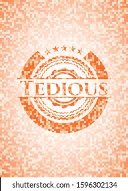 Tedious abstract emblem, orange mosaic background