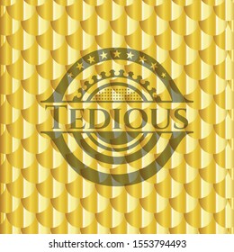 Tedious gold badge. Scales pattern. Vector Illustration. Detailed.