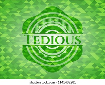 Tedious green emblem with mosaic background