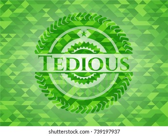 Tedious green emblem. Mosaic background