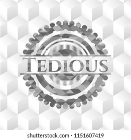 Tedious grey emblem. Retro with geometric cube white background