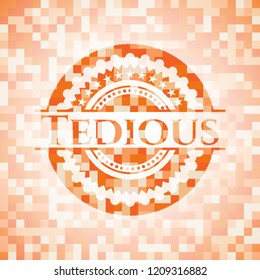 Tedious orange mosaic emblem with background