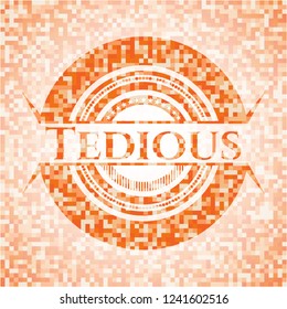 Tedious orange mosaic emblem with background