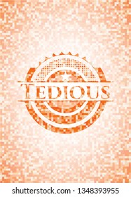 Tedious orange mosaic emblem with background