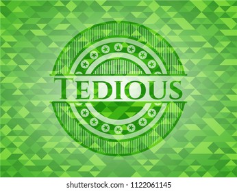 Tedious realistic green emblem. Mosaic background