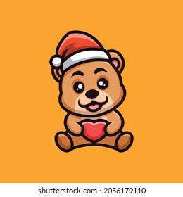 Tedy Bear Creative Christmas Cartoon Mascot Logo