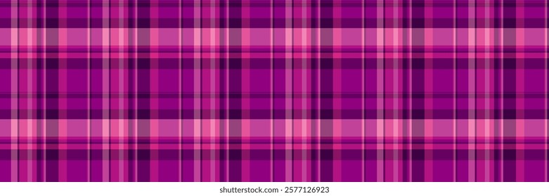 Tee background plaid check, romance texture vector pattern. Mens shirt tartan fabric textile seamless in pink and magenta colors palette.