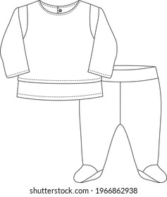 Tee y set inferior para la nueva ilustración de sketch plano 