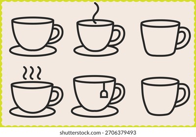 Tee Cup Vektor Art Umrisssymbol