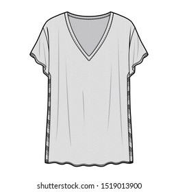 Tee fashion flat sketch template