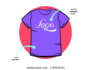 TEE fashion flat sketch template.  men's t-shirt mockup. Vector illustration