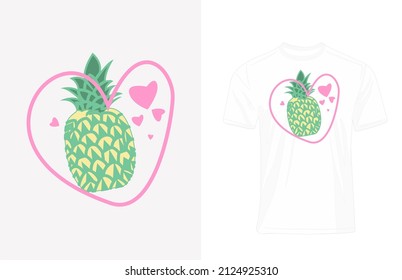 Tee Graphic Love Pineapple Design Illustration