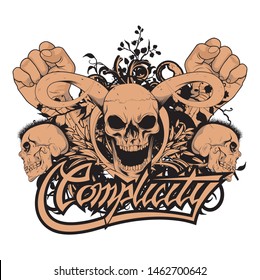 Tee graphic skull vector fashion t shirt. Typography T-shirt design or Vector.