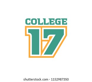 Tee Graphic Typography College 17 Vector Illustration