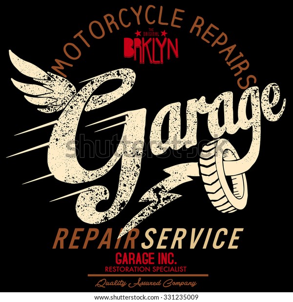 Tee Graphicsold School Car Repairvintage Garagemotorcycle Stock