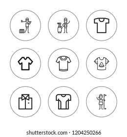 Tee icon set. collection of 9 outline tee icons with caddy, golfer, shirt icons. editable icons.