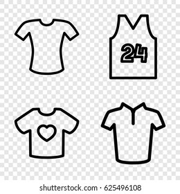 Tee icons set. set of 4 tee outline icons such as T-shirt, t-shirt with heart