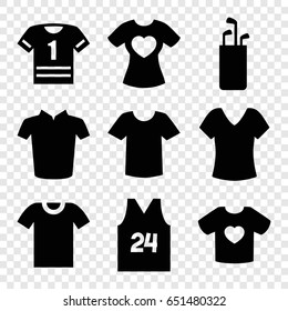 Tee icons set. set of 9 tee filled icons such as shirt