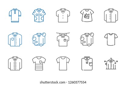 tee icons set. Collection of tee with shirt, tshirt. Editable and scalable tee icons.