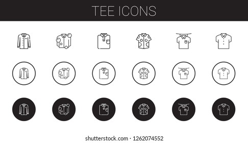 tee icons set. Collection of tee with shirt. Editable and scalable tee icons.