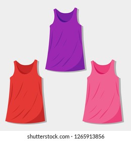 tee ladies tank top vector illustration set