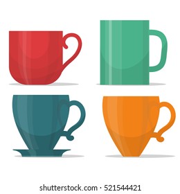 tee mug cup set, coffee time illustration