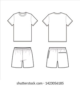 TEE PANTS set fashion flat sketch template