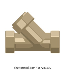 Tee plumbing fitting icon in cartoon style isolated on white background. Water filtration system symbol stock vector illustration.