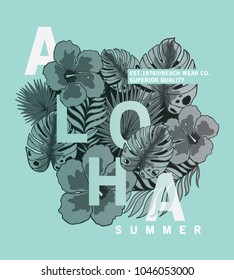 tee print design with abstract floral design as vector