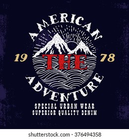 Tee print design.The American Adventure.