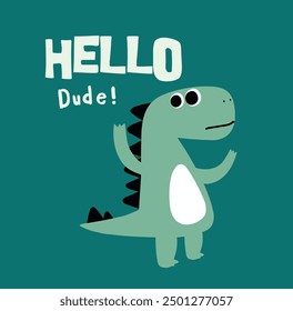 tee print design for baby fashion with cute dinosaur drawing as vector
