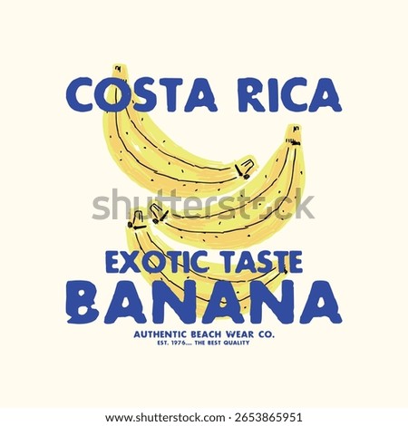tee print design with banana drawing and slogan as vector