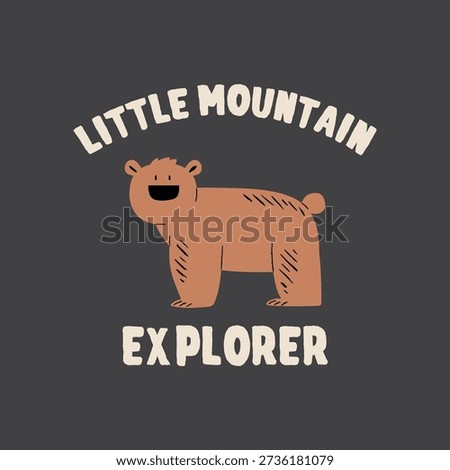 tee print design with cute bear drawing as vector