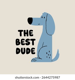 tee print design with cute dog drawing as vector for baby fashion