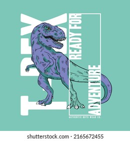 Teebruck-Design mit Dinosaurierzeichnung als Vektorgrafik