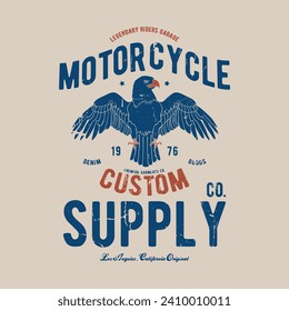tee print design with eagle drawing as vector