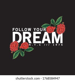 tee print design with flower vector drawing