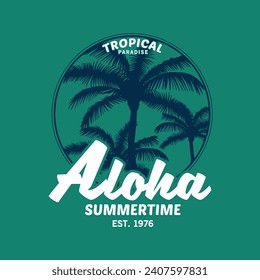 tee print print design with palm tree drawing as vector 