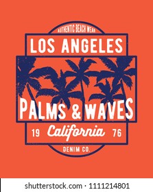 tee print design with palms drawn as vector